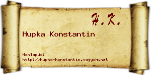 Hupka Konstantin névjegykártya